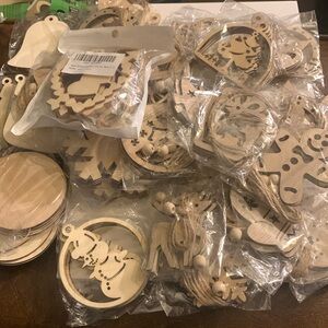 107 PC. Blank Wooden Ornament Lot/ craft/ornaments